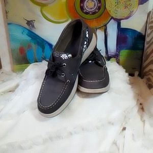 Sperry Top-Sider Gray/ Brown/ Silver flowers / Leather